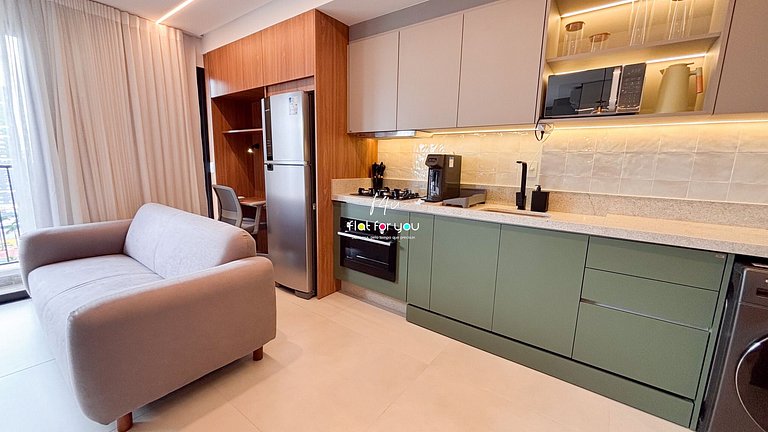 1001s Lindo Flat decorado mobiliado- St. Bueno